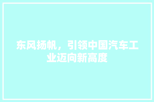 东风扬帆，引领中国汽车工业迈向新高度 底盘配件