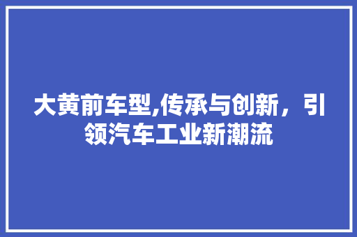 大黄前车型,传承与创新，引领汽车工业新潮流