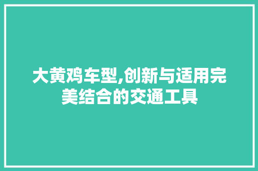 大黄鸡车型,创新与适用完美结合的交通工具