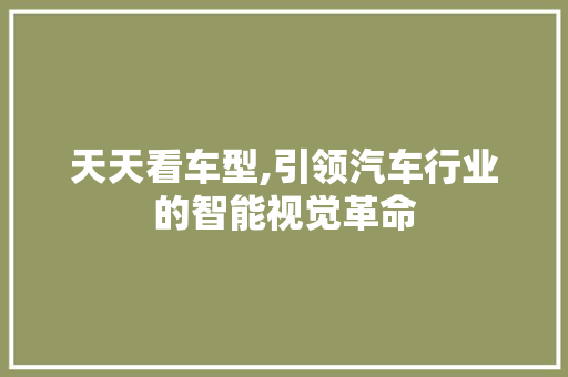 天天看车型,引领汽车行业的智能视觉革命