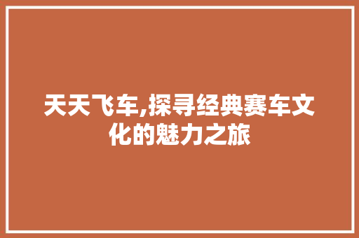 天天飞车,探寻经典赛车文化的魅力之旅
