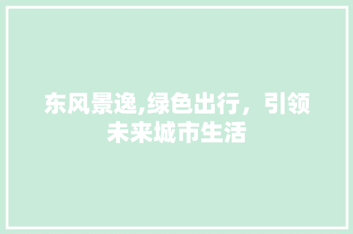 东风景逸,绿色出行，引领未来城市生活