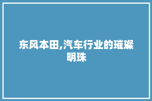 东风本田,汽车行业的璀璨明珠 新能源汽车