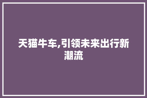 天猫牛车,引领未来出行新潮流