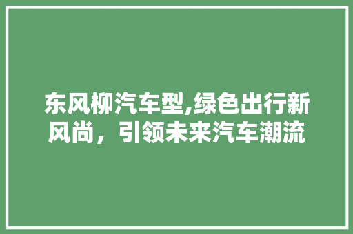 东风柳汽车型,绿色出行新风尚，引领未来汽车潮流