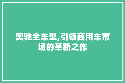 奥驰全车型,引领商用车市场的革新之作