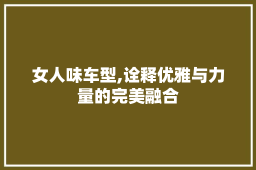 女人味车型,诠释优雅与力量的完美融合