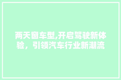 两天窗车型,开启驾驶新体验，引领汽车行业新潮流 蓄电池配件