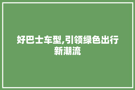 好巴士车型,引领绿色出行新潮流