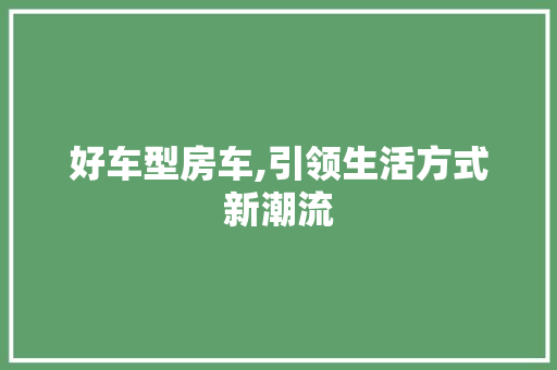 好车型房车,引领生活方式新潮流