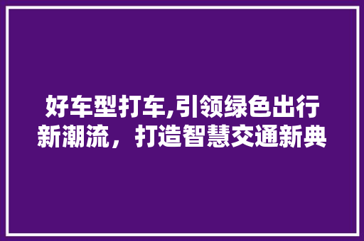 好车型打车,引领绿色出行新潮流，打造智慧交通新典范