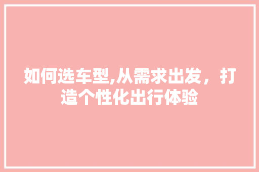 如何选车型,从需求出发，打造个性化出行体验
