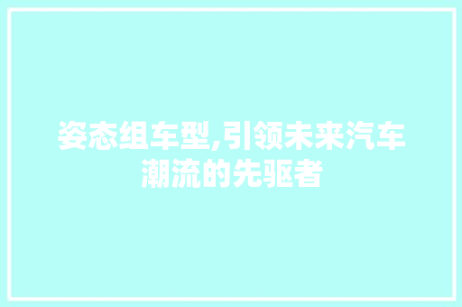 姿态组车型,引领未来汽车潮流的先驱者