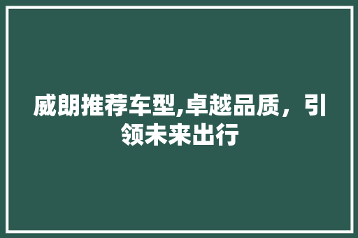 威朗推荐车型,卓越品质，引领未来出行
