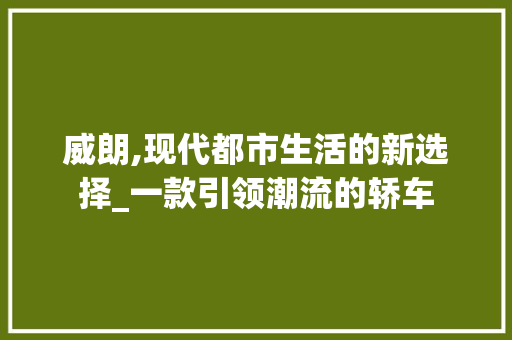 威朗,现代都市生活的新选择_一款引领潮流的轿车