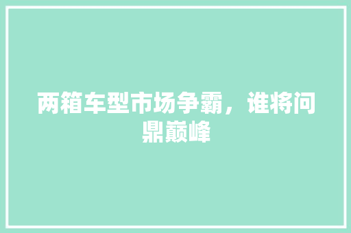 两箱车型市场争霸，谁将问鼎巅峰 底盘配件