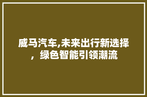 威马汽车,未来出行新选择，绿色智能引领潮流