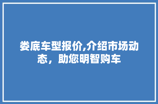娄底车型报价,介绍市场动态，助您明智购车