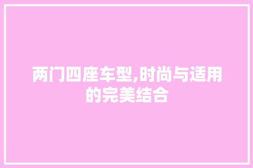 两门四座车型,时尚与适用的完美结合