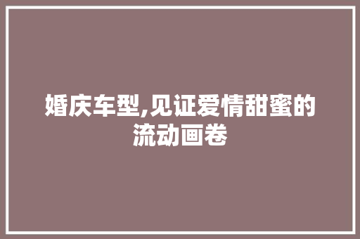 婚庆车型,见证爱情甜蜜的流动画卷