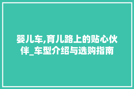 婴儿车,育儿路上的贴心伙伴_车型介绍与选购指南