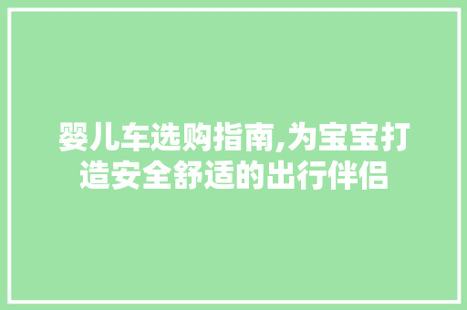 婴儿车选购指南,为宝宝打造安全舒适的出行伴侣