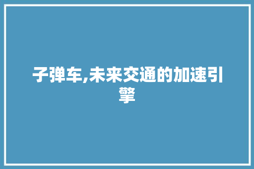 子弹车,未来交通的加速引擎