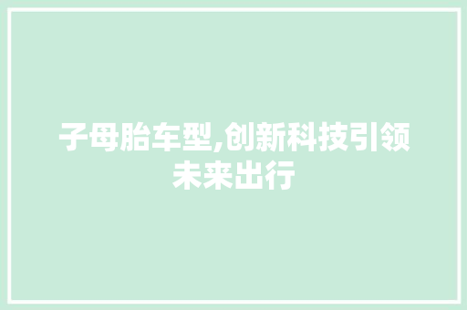 子母胎车型,创新科技引领未来出行