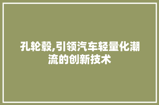 孔轮毂,引领汽车轻量化潮流的创新技术