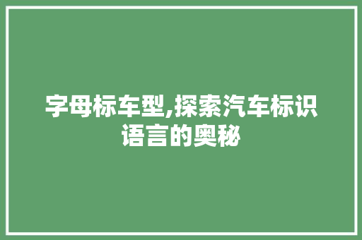 字母标车型,探索汽车标识语言的奥秘