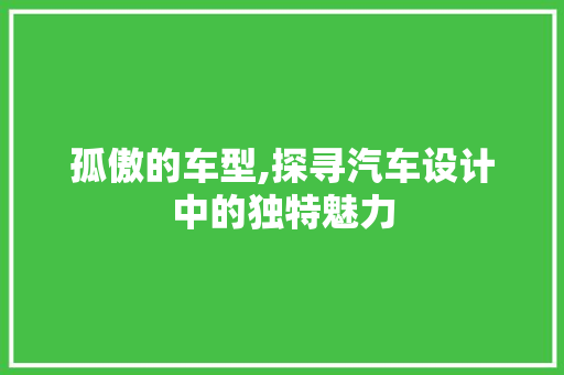 孤傲的车型,探寻汽车设计中的独特魅力