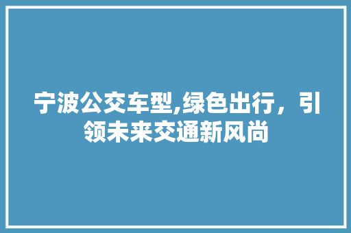 宁波公交车型,绿色出行，引领未来交通新风尚