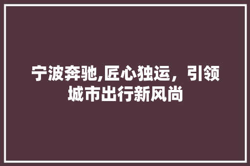 宁波奔驰,匠心独运，引领城市出行新风尚