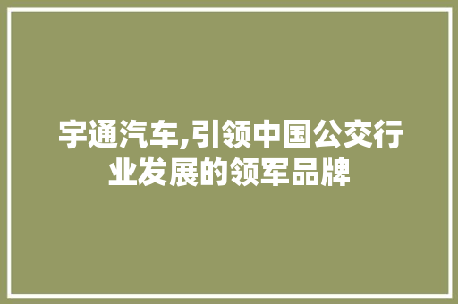宇通汽车,引领中国公交行业发展的领军品牌