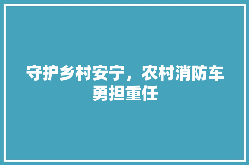 守护乡村安宁，农村消防车勇担重任