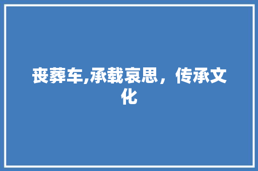 丧葬车,承载哀思，传承文化