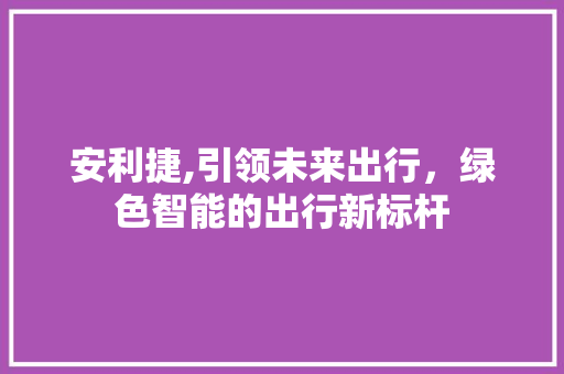 安利捷,引领未来出行，绿色智能的出行新标杆
