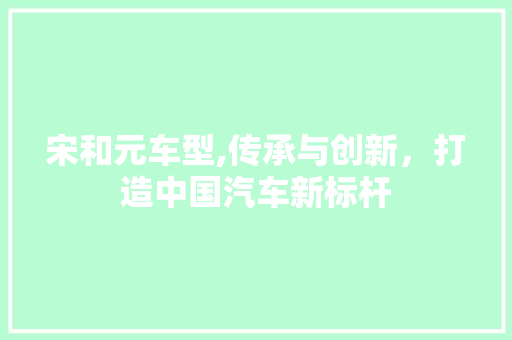 宋和元车型,传承与创新，打造中国汽车新标杆