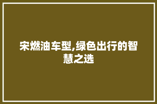 宋燃油车型,绿色出行的智慧之选