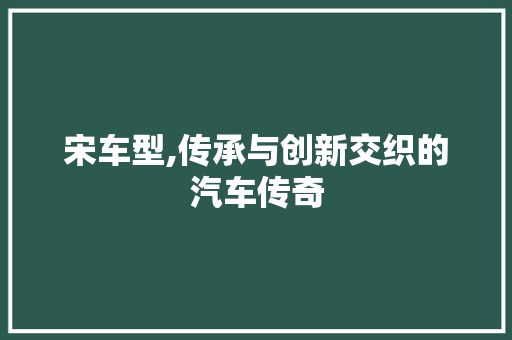 宋车型,传承与创新交织的汽车传奇