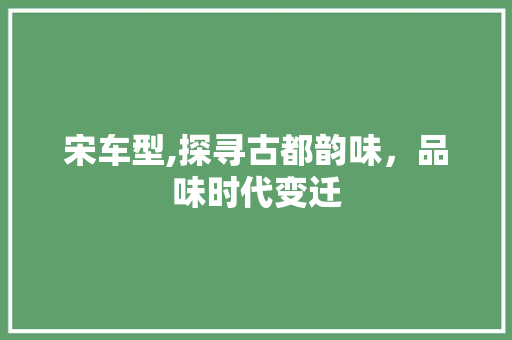 宋车型,探寻古都韵味，品味时代变迁