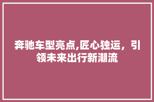 奔驰车型亮点,匠心独运，引领未来出行新潮流