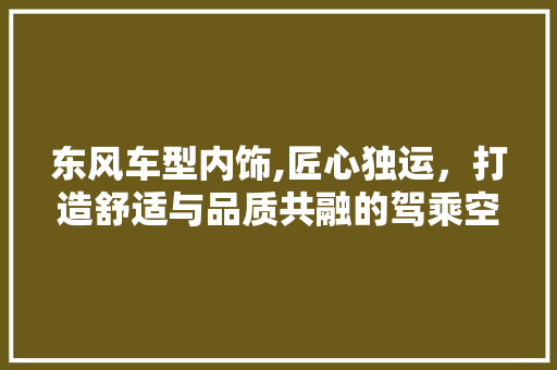东风车型内饰,匠心独运，打造舒适与品质共融的驾乘空间 车灯配件