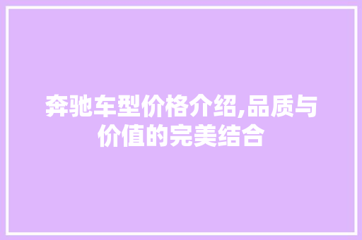 奔驰车型价格介绍,品质与价值的完美结合