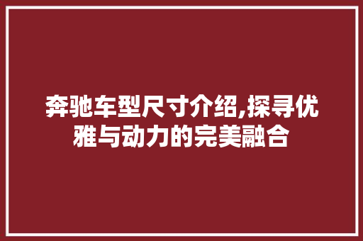 奔驰车型尺寸介绍,探寻优雅与动力的完美融合