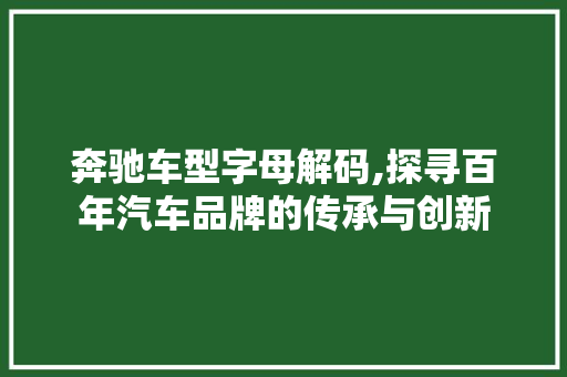 奔驰车型字母解码,探寻百年汽车品牌的传承与创新 车身配件