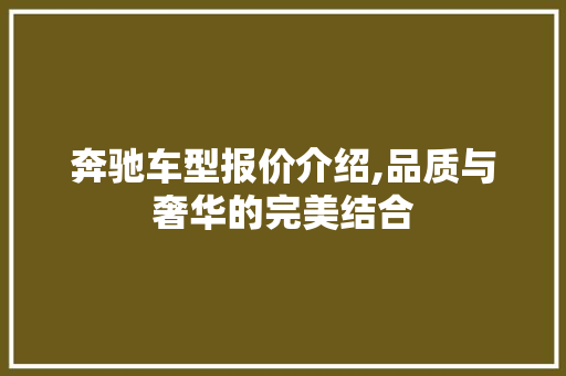 奔驰车型报价介绍,品质与奢华的完美结合