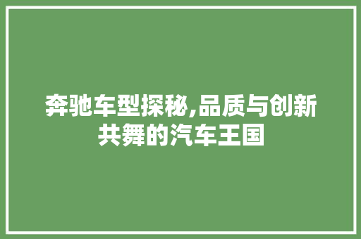 奔驰车型探秘,品质与创新共舞的汽车王国
