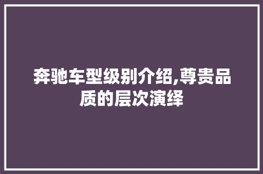 奔驰车型级别介绍,尊贵品质的层次演绎