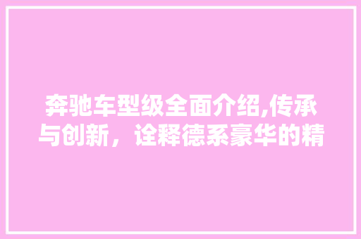 奔驰车型级全面介绍,传承与创新，诠释德系豪华的精髓